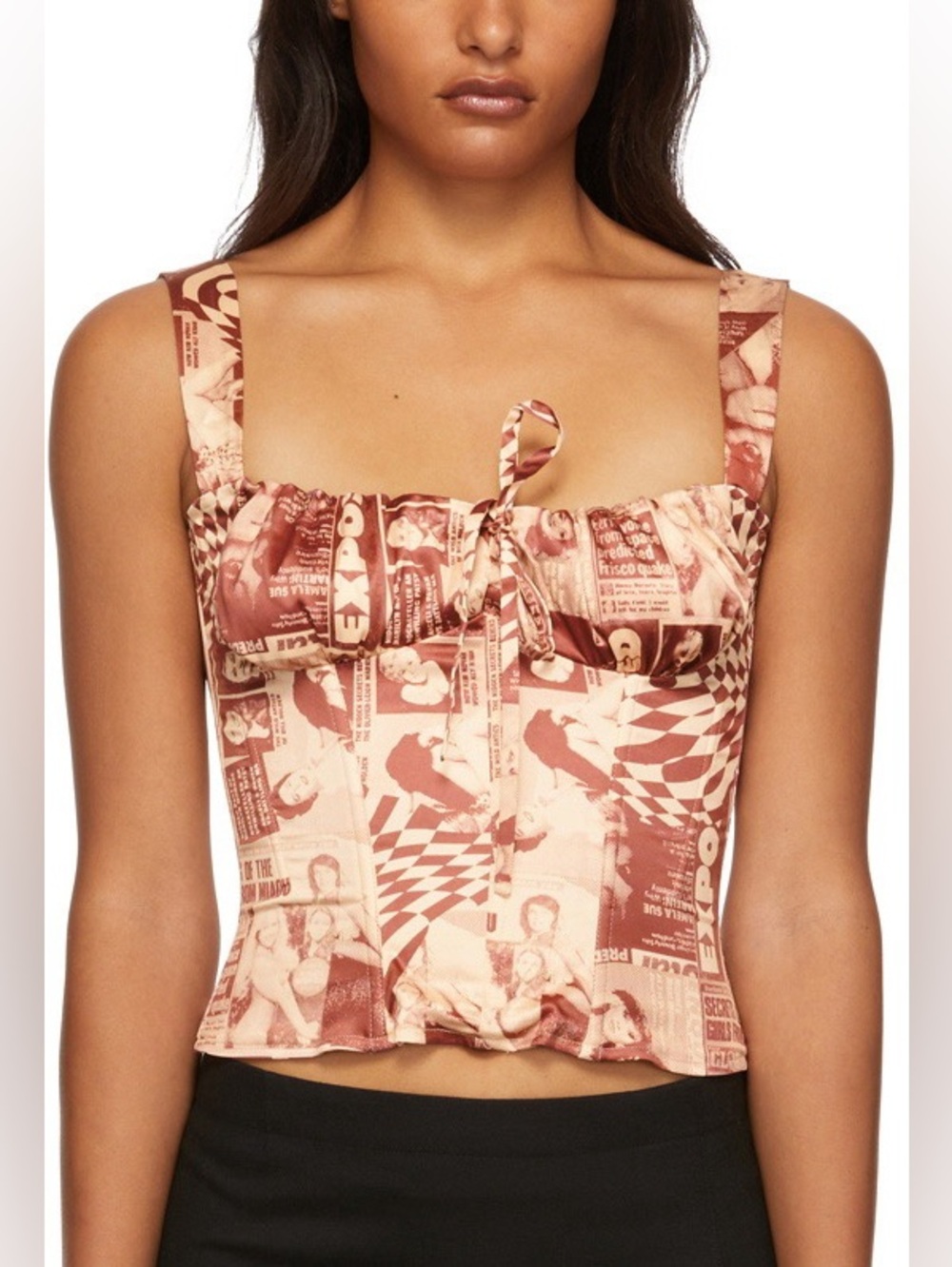 Miaou Agnes Corset in Vintage Graphic Print Size XS